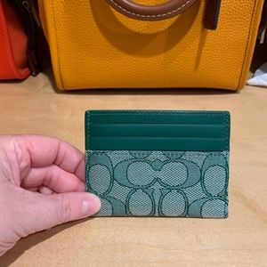 Coach Jacquard Card Case in green
